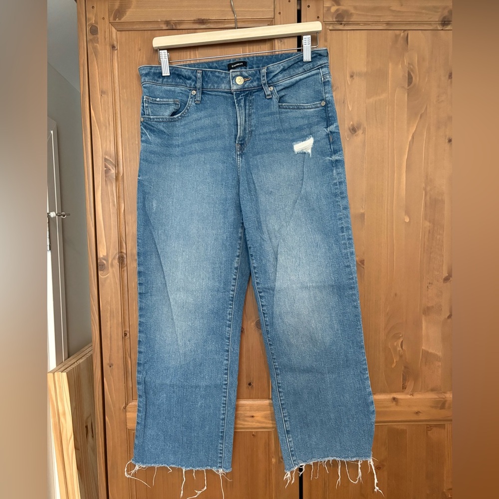 Express Blue Cropped Wide-Leg Jeans